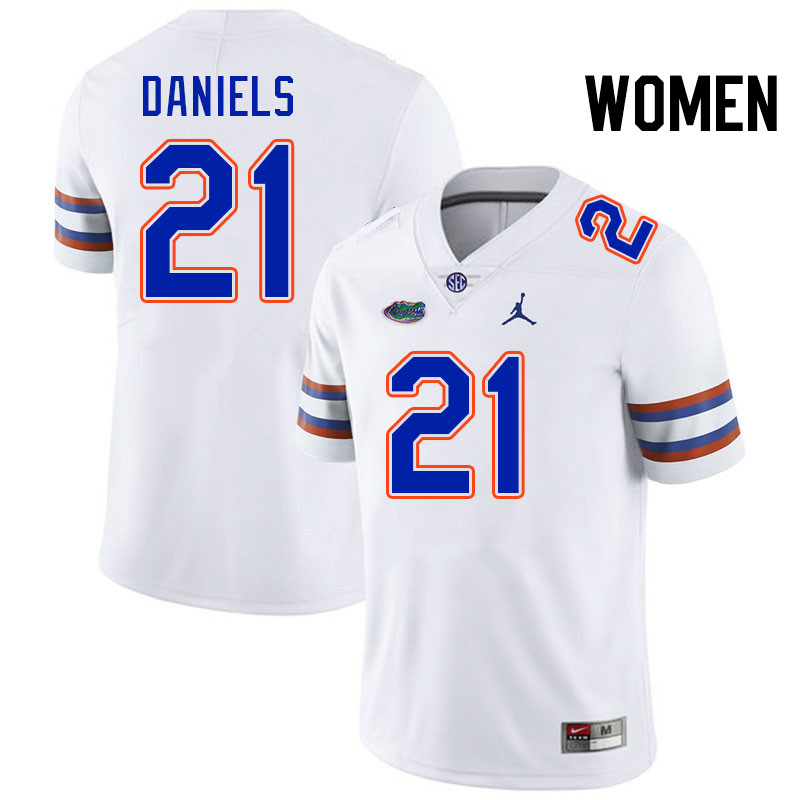 Women #21 KD Daniels Florida Gators College Football Jerseys Stitched-White